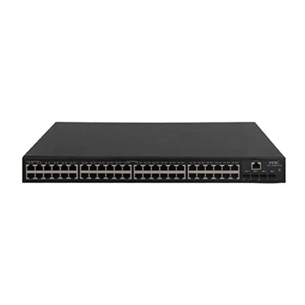 سوئیچ سری H3C S5048PV5 مدل S5048PV5-EI-PWR، دارای 48 پورت گیگابیتی PoE و 4 پورت گیگابیتی SFP، توان PoE 370W