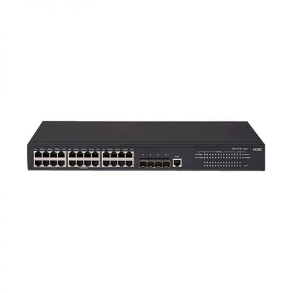 سوئیچ سری H3C S5130 مدل S5130-28S-EI، دارای 24 پورت GE RJ45 و 4 پورت 10G SFP+ و منبع تغذیه AC