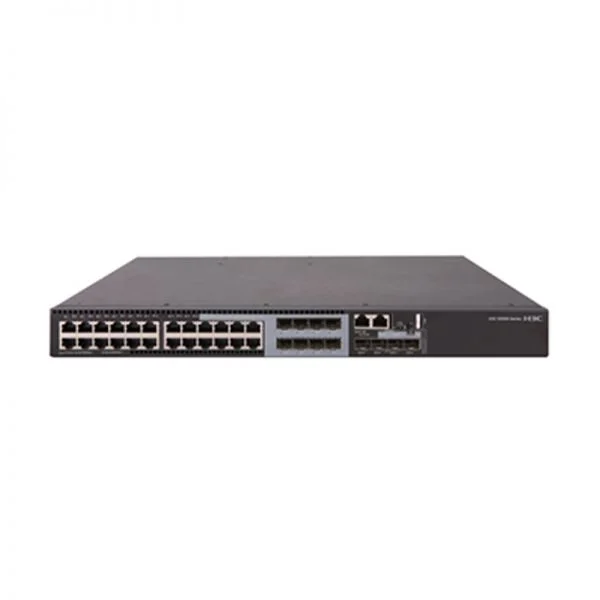 سوئیچ سری H3C S5560S مدل S5560S-28S-PWR-EI، دارای ۲۴ پورت GE RJ45، چهار پورت ۱۰G SFP+ و ۴ پورت کمبو