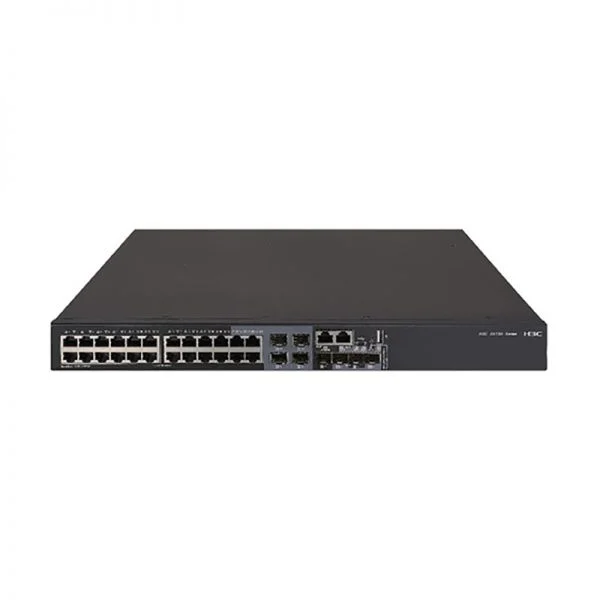 سوئیچ H3C S5130S مدل S5130S-28S-PWR-HI، دارای 24 پورت GE(PoE+) و 4 پورت SFP+ 10G و 2 اسلات منبع تغذیه