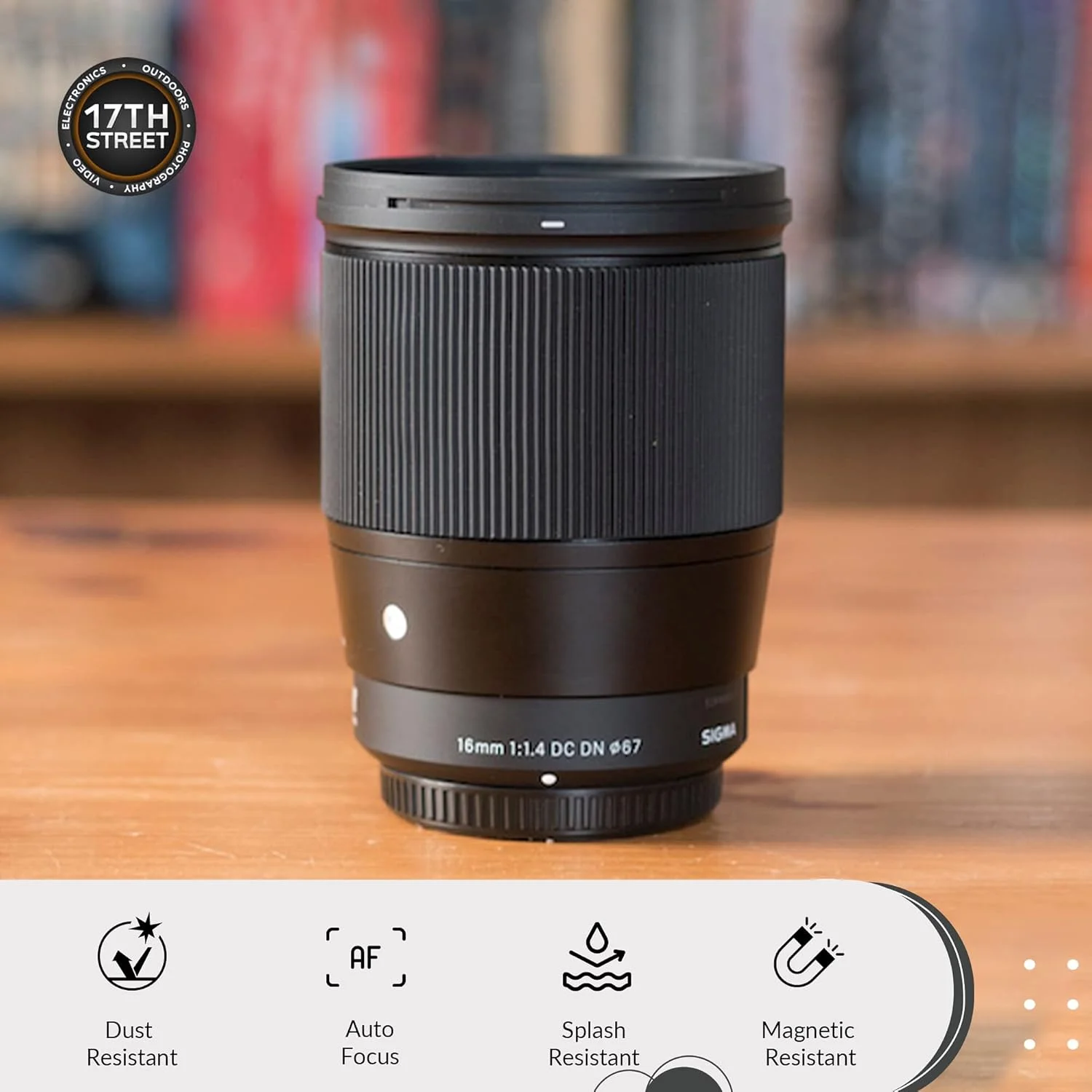 لنز سیگما 16mm f/1.4 DC DN Contemporary برای Canon EF-M | سیستم فوکوس خودکار موتور پله ای، پوشش چند لایه فوق العاده، فیلتر محافظ UV تیفن 67 میلی متری، کارت حافظه 64 گیگابایتی Extreme PRO و کیف دوربین Waith - تصویر 3