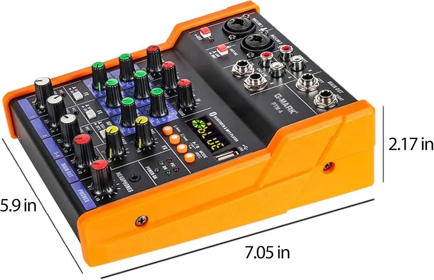 میکسر صوتی آنالوگ G-MARK 4 کانال DJ با بلوتوث برای استودیو، کارائوکه، کامپیوتر، اجرای زنده، KTV، استیج خانگی، افکت های موسیقی، کارت صدا، کنسول میکس قابل حمل