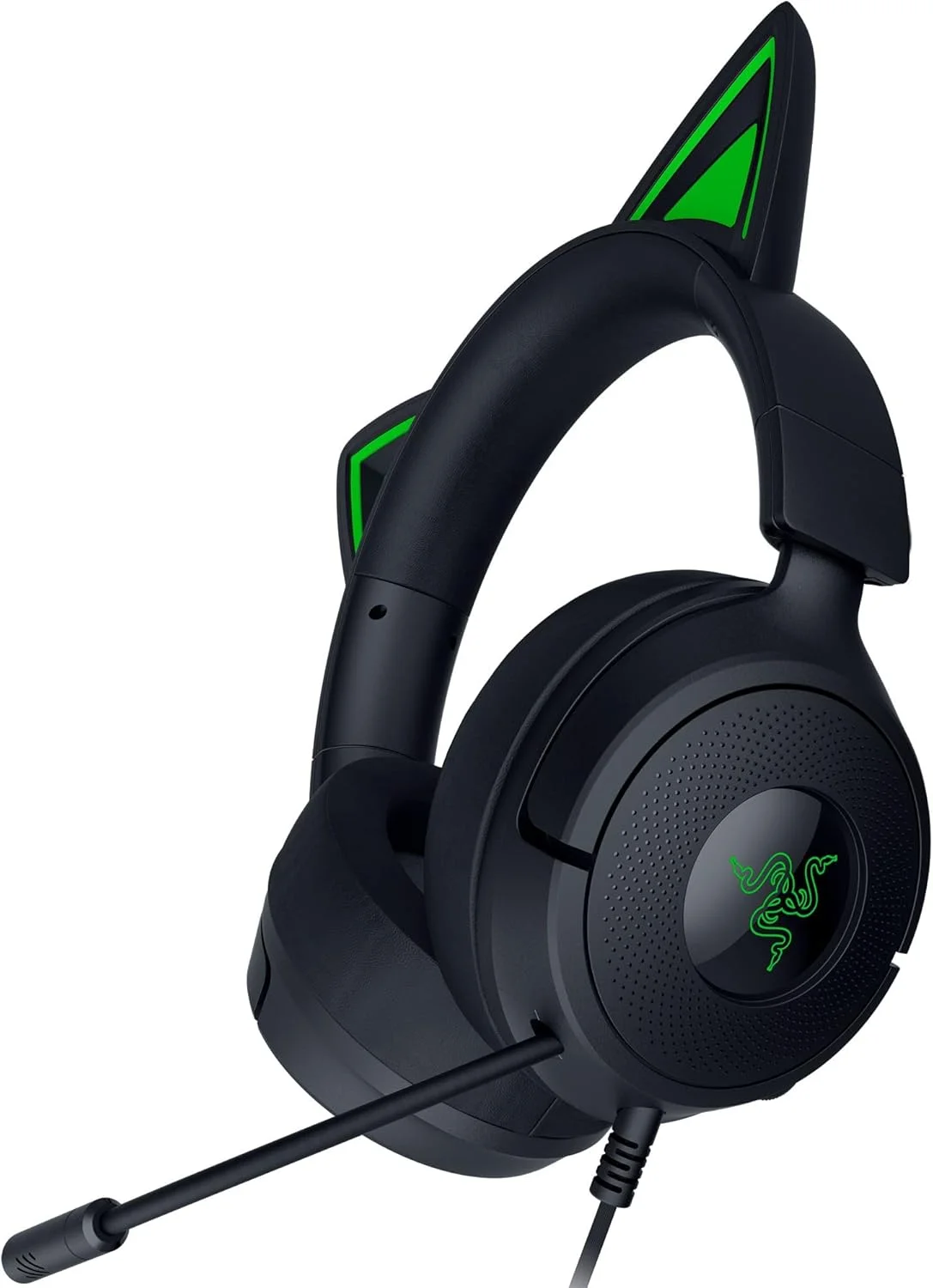 هدست گیمینگ سیمی Razer Kraken Kitty V3 X: گوش‌های کیتی - میکروفون HyperClear Cardioid - درایورهای 40 میلی‌متری - صدای فراگیر 7.1 - بالشتک‌های راحت گوشی - سازگاری با پلتفرم‌های مختلف از طریق 3.5 میلی‌متری PC، PS5، Xbox، Switch 2 - مشکی