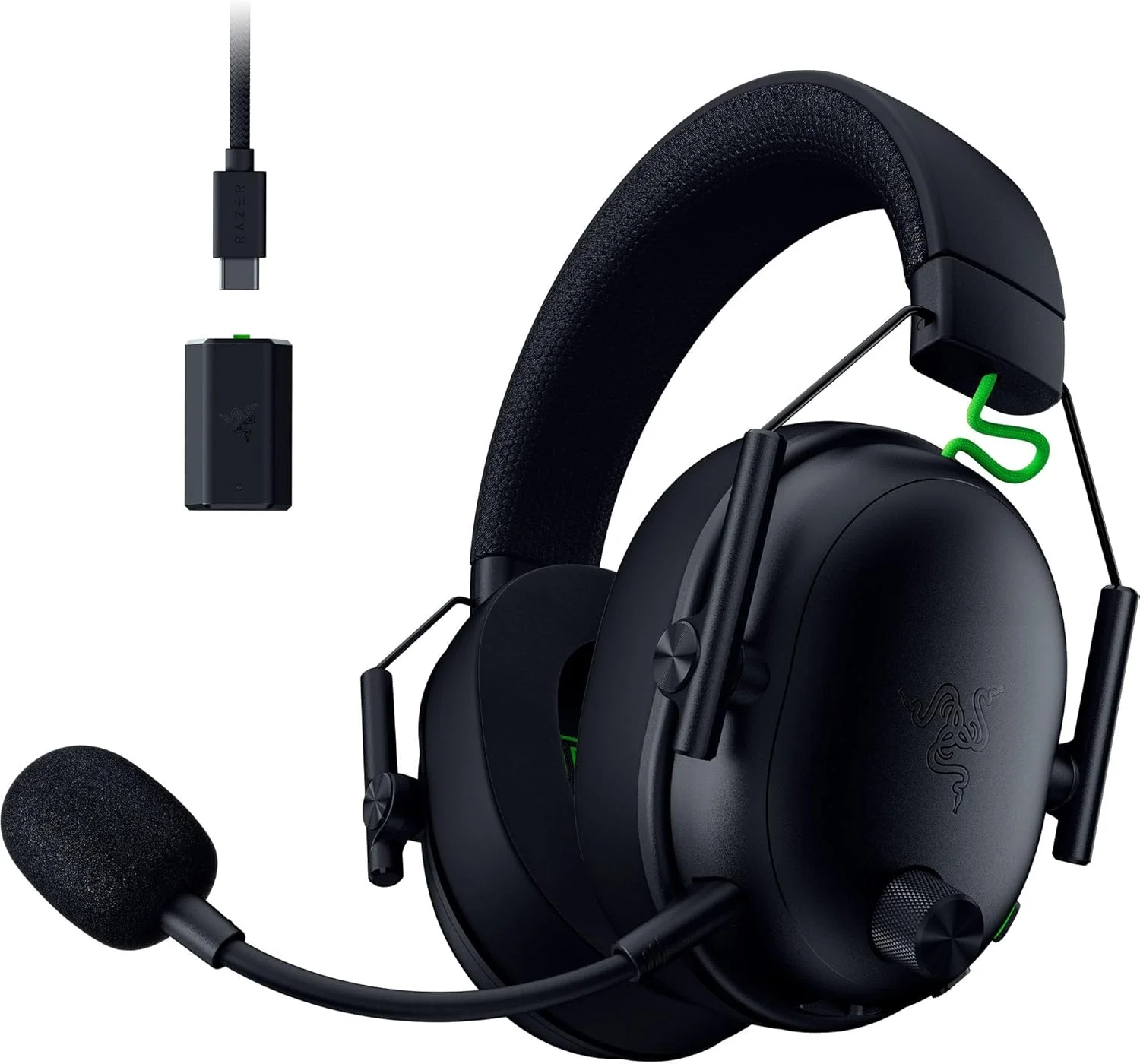 هدست گیمینگ بی سیم ریزر BlackShark V3 برای ایکس باکس: درایورهای 50 میلی متری - میکروفون فوق عریض - 2.4 گیگاهرتز، بلوتوث، USB - سازگار با کامپیوتر، مک، PS5، نینتندو سوییچ، تلفن هوشمند - عمر باتری طولانی - مشکی