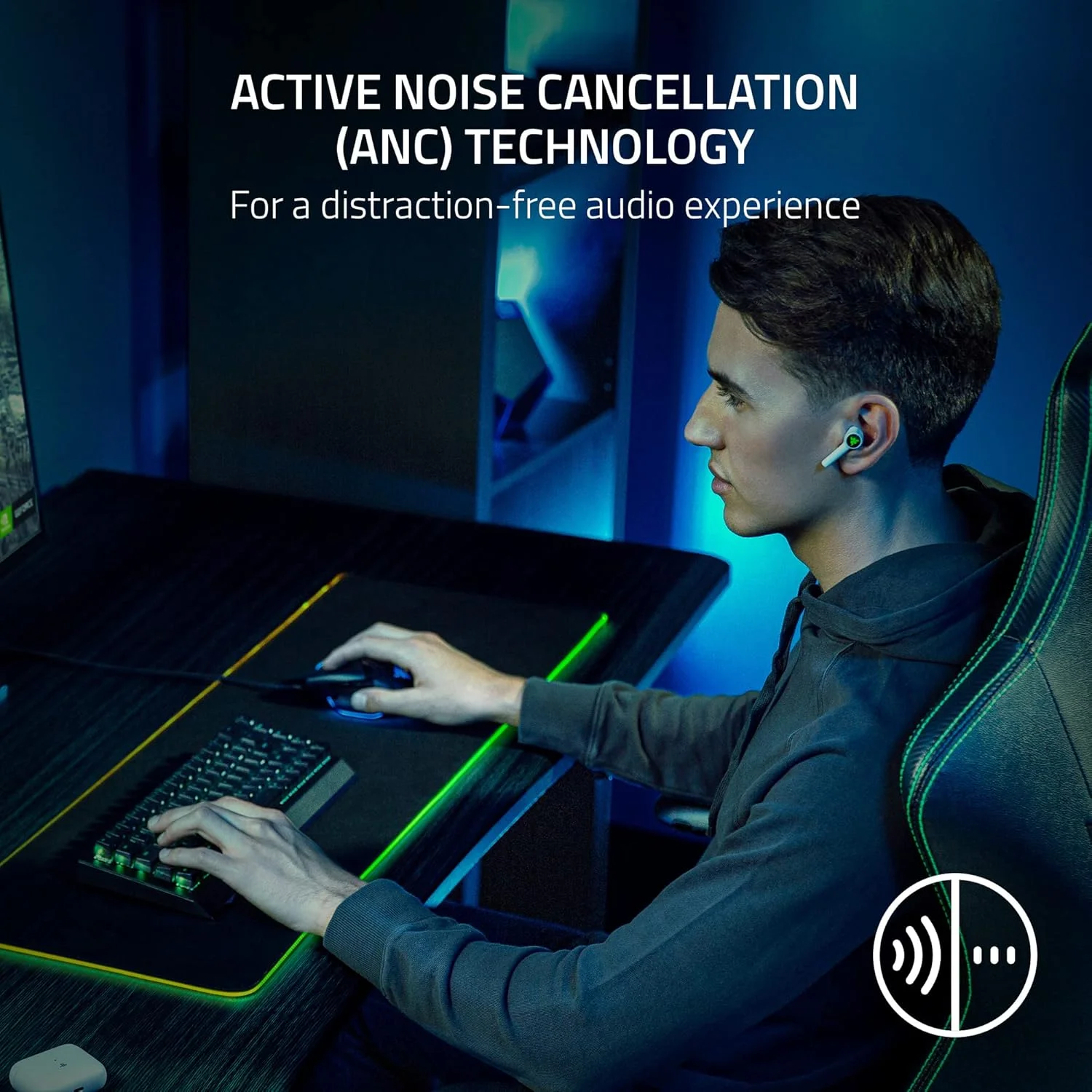 هدفون بی سیم گیمینگ چند پلتفرمی Razer Hammerhead HyperSpeed برای Playstation 5 / PS5، کامپیوتر، موبایل: ANC - میکروفون حذف نویز - بلوتوث 5.2 - RGB Chroma - باتری 30 ساعته، سفید، استاندارد - تصویر 3 هدفون بی سیم گیمینگ چند پلتفرمی Razer Hammerhead HyperSpeed برای Playstation 5 / PS5، کامپیوتر، موبایل: ANC - میکروفون حذف نویز - بلوتوث 5.2 - RGB Chroma - باتری 30 ساعته، سفید، استاندارد - تصویر 3