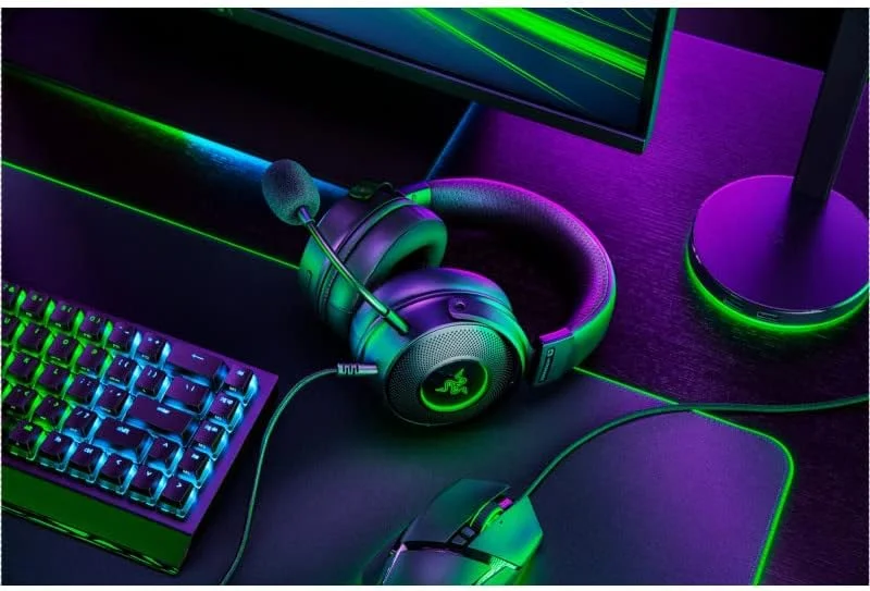 هدست گیمینگ سیمی USB ریزر Kraken V3 HyperSense: فناوری لمسی، صدای فضایی THX، میکروفون HyperClear Cardioid جداشدنی، حذف نویز پسیو، برای PC، پلی استیشن، نینتندو سوییچ - مشکی - تصویر 2