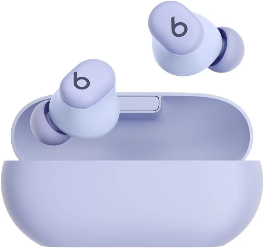 Beats Solo Buds — هدفون بی سیم بلوتوثی | 18 ساعت عمر باتری | سازگاری با اپل و اندروید | میکروفون داخلی - بنفش قطبی