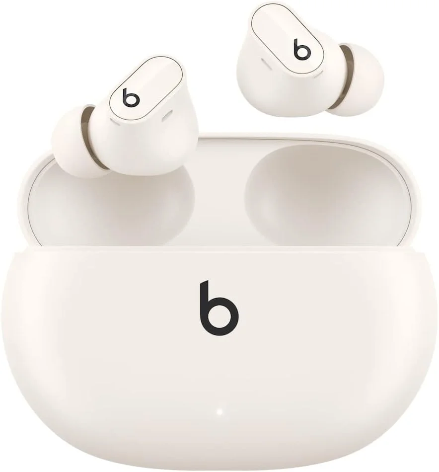 هدفون بی‌سیم حذف نویز بیتس Studio Buds + (مدل 2023)، سازگاری پیشرفته با اپل و اندروید، میکروفون داخلی، هدفون بلوتوث مقاوم در برابر تعریق، صدای فضایی - عاجی