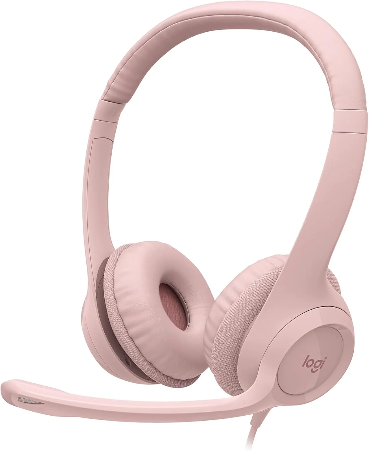 هدست سیمی لاجیتک H390 برای کامپیوتر/لپ تاپ، هدفون استریو با میکروفون حذف نویز، USB-A، کنترل های درون خطی، سازگار با کروم بوک - رز