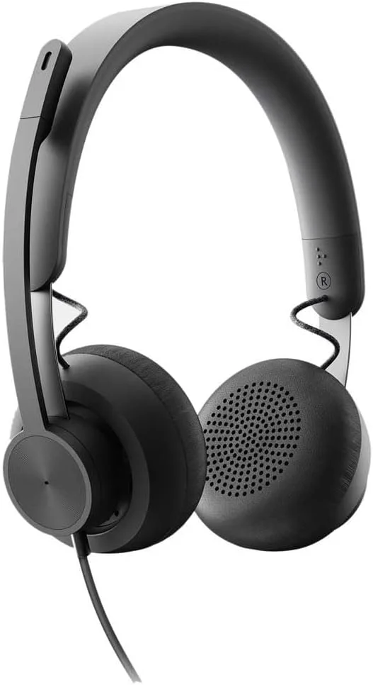 هدست سیمی دور گوشی لاجیتک Zone 750 با میکروفون پیشرفته حذف نویز، USB-C ساده و آداپتور USB-A، سازگاری plug-and-play برای همه دستگاه ها - خاکستری