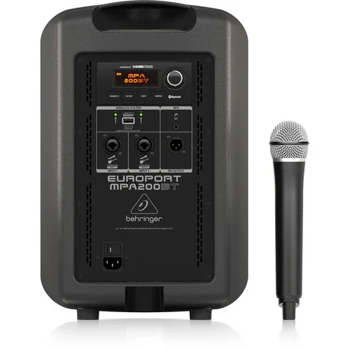 اسپیکر PA هشت اینچی با سیستم وایرلس دستی و کنترل/صدای بلوتوثی Behringer Europort MPA200BT با باتری