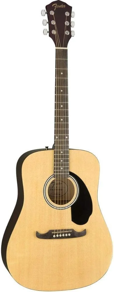 گیتار آکوستیک فندر FA-125 Dreadnought با سیم های آلیاژ فولادی، پرداخت نهایی براق طبیعی و بدنه چوب باس همراه با کیف گیتار