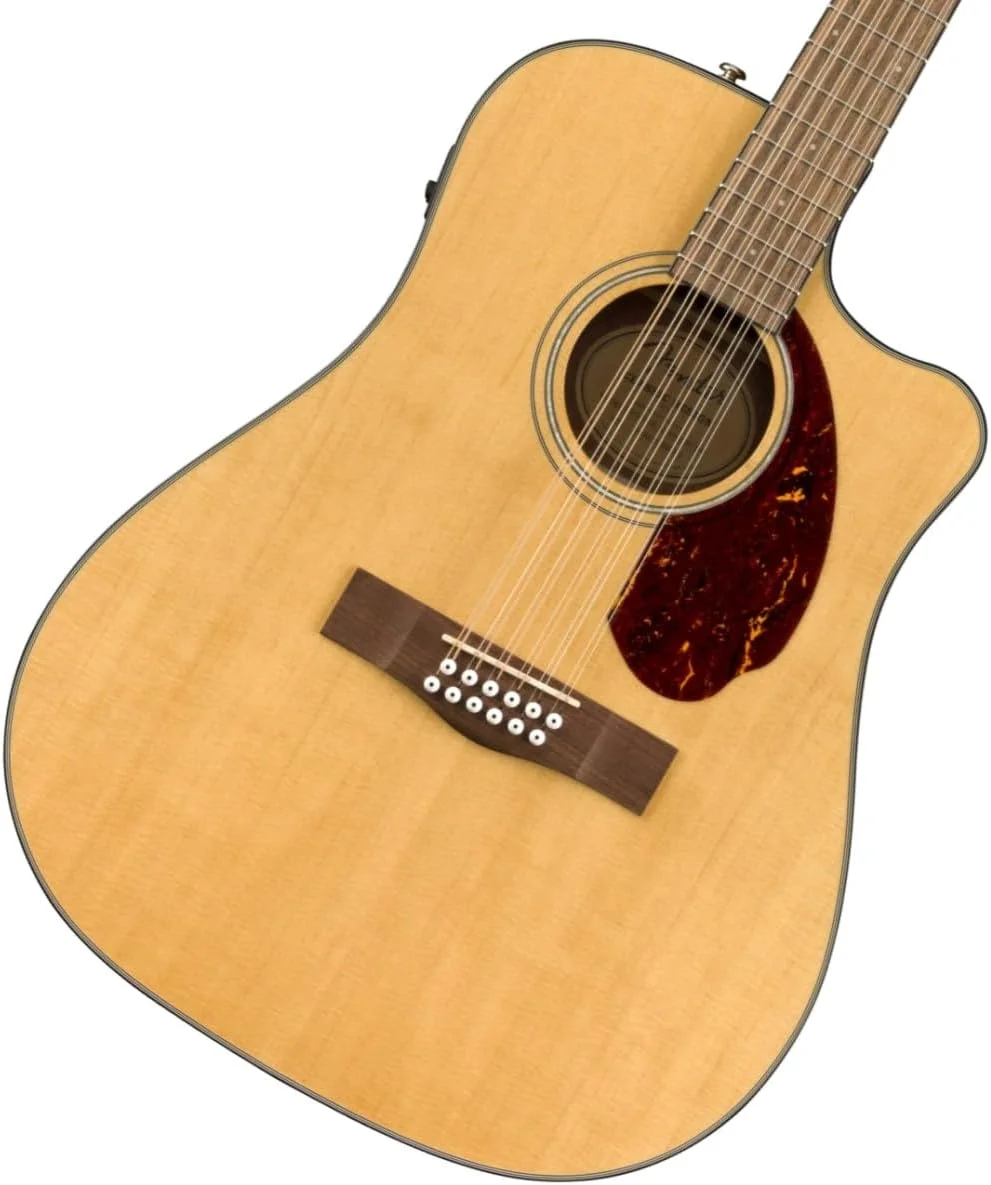 گیتار آکوستیک الکتریک 12 سیم فندر CD-140SCE Dreadnought Cutaway با سیستم پیکاپ و پری امپ Fishman، رنگ طبیعی، به همراه کیف