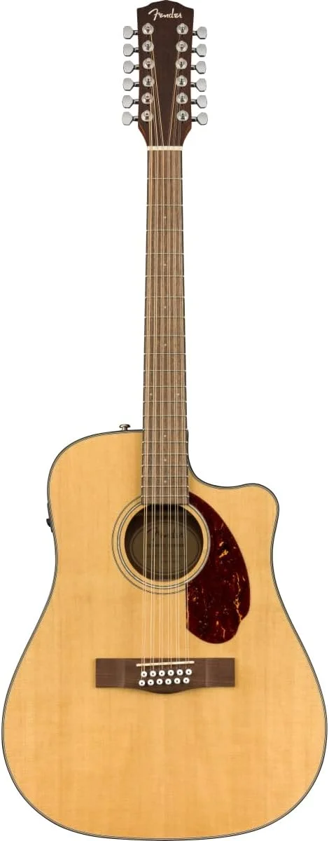 گیتار آکوستیک الکتریک 12 سیم فندر CD-140SCE Dreadnought Cutaway با سیستم پیکاپ و پری امپ Fishman، رنگ طبیعی، به همراه کیف