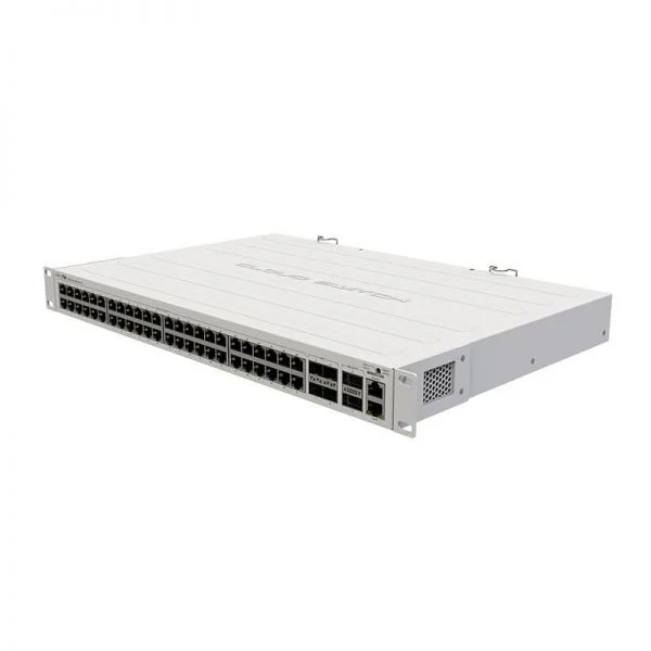 سوئیچ میکروتیک CRS354-48G-4S-plus-2Q-plus-RM، دارای 48 پورت گیگابیتی، 4 پورت SFP+ و 2 پورت QSFP+