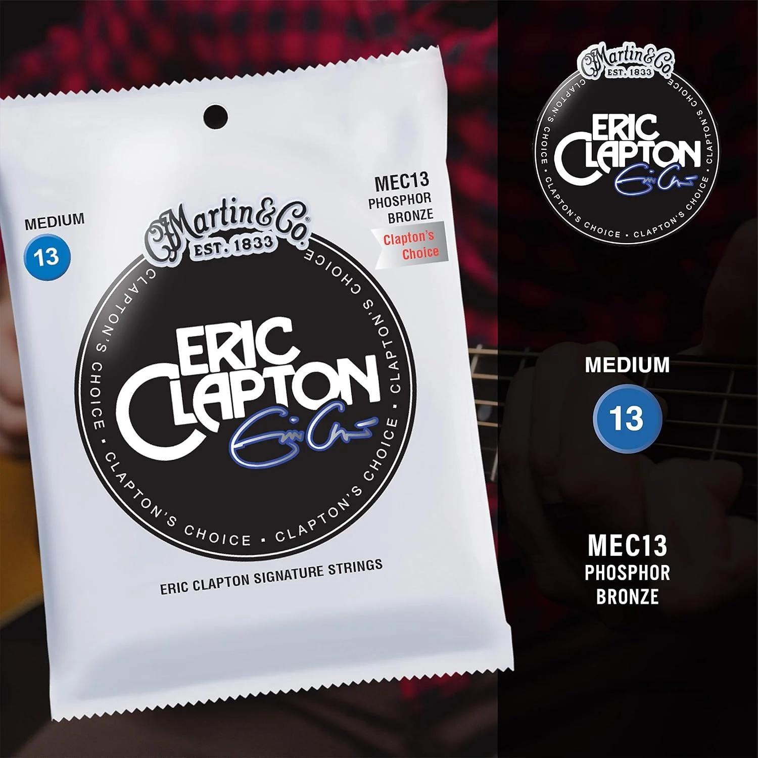 سیم گیتار آکوستیک مارتین مدل MEC13 Clapton's Choice - فسفر برنز (متوسط 0.013 - 0.056)