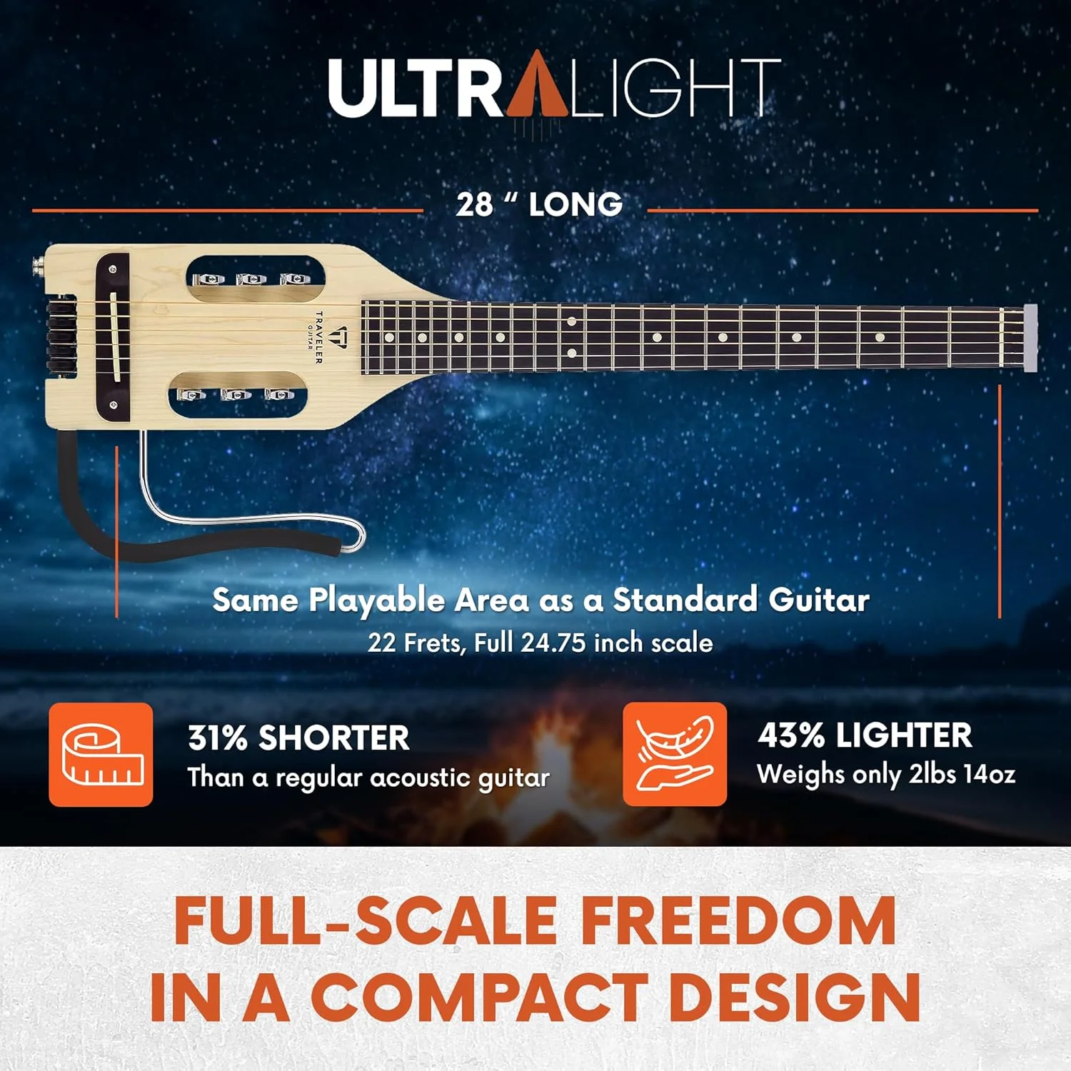 گیتار آکوستیک-الکتریک مسافرتی فوق سبک Traveler Guitar مدل ULA MPS