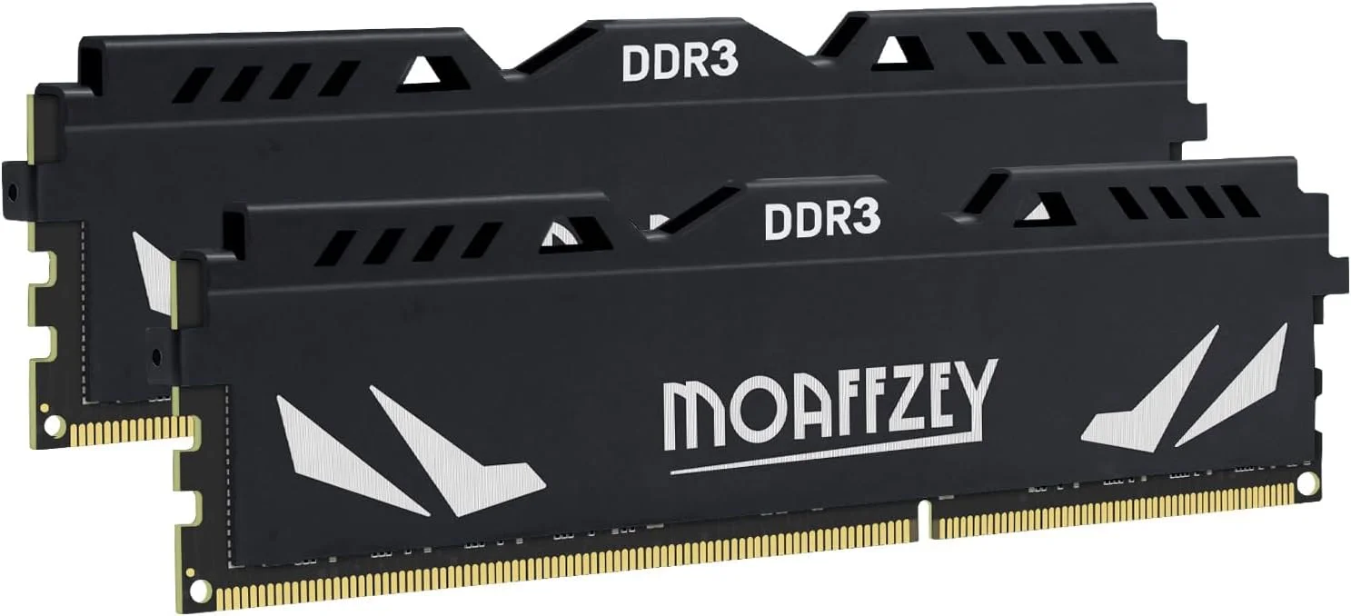 رم کامپیوتر 16 گیگابایت (2x8 گیگابایت) DDR3 با فرکانس 1600 مگاهرتز PC3-12800 CL11، حافظه کامپیوتر رومیزی 240 پین 1.5 ولت 2Rx8 دو ردیفه غیر ECC بدون بافر - مشکی