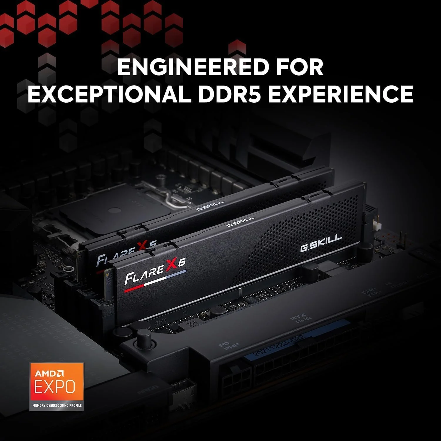 رم دسکتاپ جی.اسکیل Flare X5 سری DDR5 (AMD Expo) با ظرفیت 128 گیگابایت (2x64GB) سرعت 6000MT/s CL32-44-44-96 1.40V U-DIMM - مشکی مات (F5-6000J3244G64GX2-FX5) - تصویر 2 رم دسکتاپ جی.اسکیل Flare X5 سری DDR5 (AMD Expo) با ظرفیت 128 گیگابایت (2x64GB) سرعت 6000MT/s CL32-44-44-96 1.40V U-DIMM - مشکی مات (F5-6000J3244G64GX2-FX5) - تصویر 2