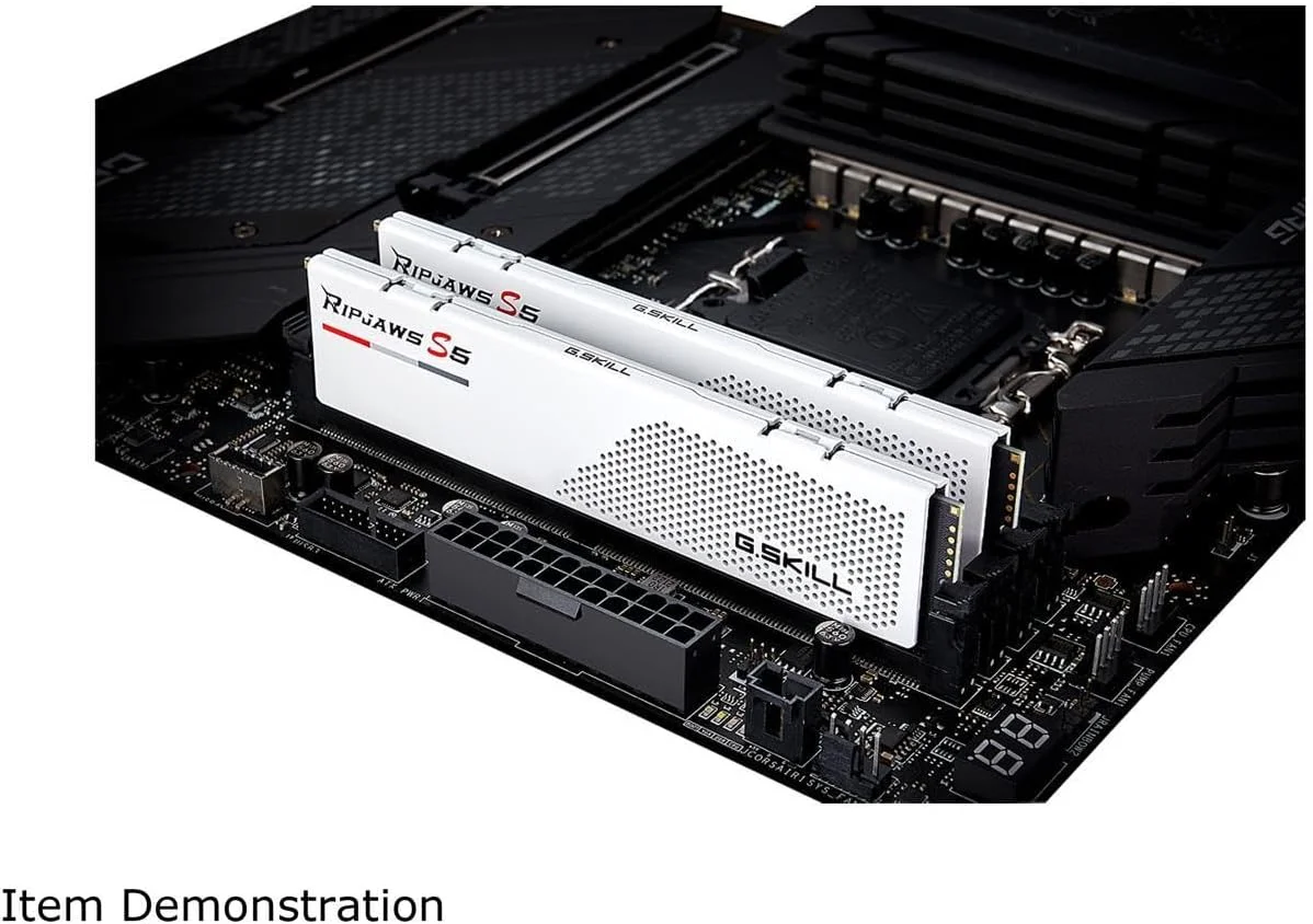 رم کامپیوتر دسکتاپ G.SKILL Ripjaws S5 Series (Intel XMP 3.0) DDR5 با ظرفیت 48 گیگابایت (2x24GB) سرعت 5200MT/s CL40-40-40-83 1.10V UDIMM - سفید مات (F5-5200J4040A24GX2-RS5W) - تصویر 3 رم کامپیوتر دسکتاپ G.SKILL Ripjaws S5 Series (Intel XMP 3.0) DDR5 با ظرفیت 48 گیگابایت (2x24GB) سرعت 5200MT/s CL40-40-40-83 1.10V UDIMM - سفید مات (F5-5200J4040A24GX2-RS5W) - تصویر 3
