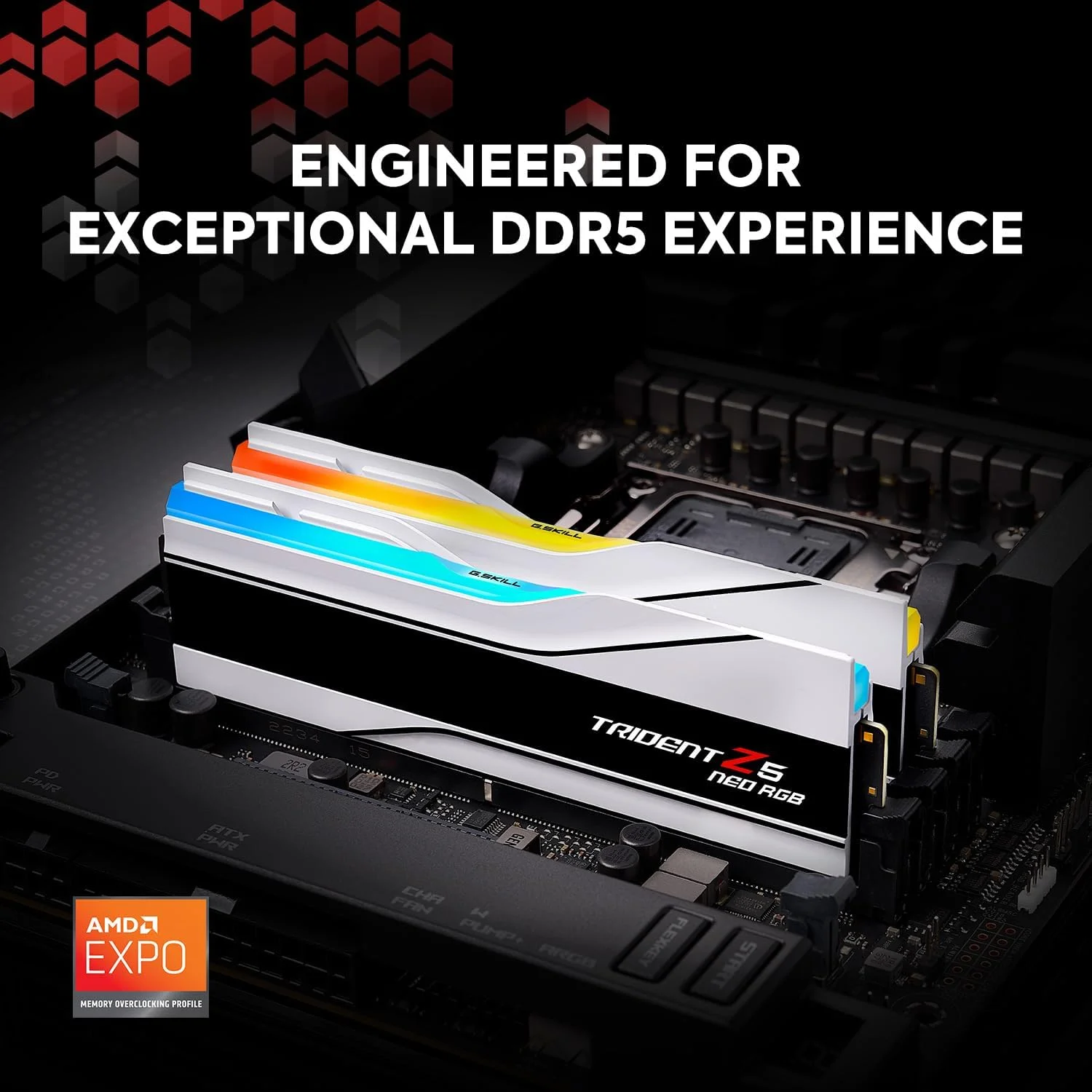 رم دسکتاپ G.SKILL Trident Z5 Neo RGB Series (AMD Expo) DDR5 با ظرفیت 32 گیگابایت (2x16GB) سرعت 6000MT/s CL28-36-36-96 1.40V مدل UDIMM - سفید مات (F5-6000J2836G16GX2-TZ5NRW) - تصویر 2 رم دسکتاپ G.SKILL Trident Z5 Neo RGB Series (AMD Expo) DDR5 با ظرفیت 32 گیگابایت (2x16GB) سرعت 6000MT/s CL28-36-36-96 1.40V مدل UDIMM - سفید مات (F5-6000J2836G16GX2-TZ5NRW) - تصویر 2