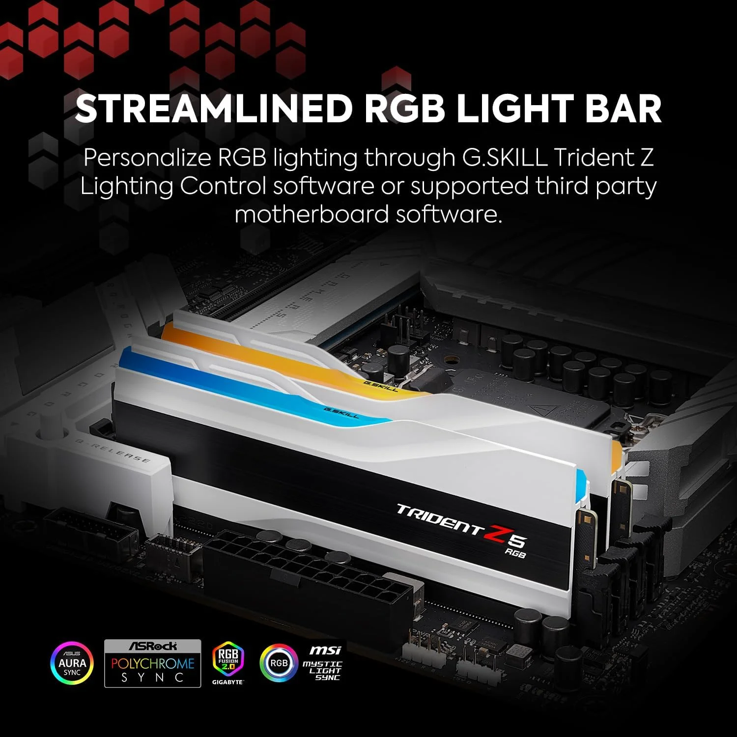 رم دسکتاپ جی.اسکیل Trident Z5 RGB Series DDR5 با نورپردازی RGB، ظرفیت 32 گیگابایت (2x16GB) سرعت 6400MT/s CL30-39-39-102 1.40V مدل U-DIMM - سفید مات (F5-6400J3039G16GX2-TZ5RW) - تصویر 3 رم دسکتاپ جی.اسکیل Trident Z5 RGB Series DDR5 با نورپردازی RGB، ظرفیت 32 گیگابایت (2x16GB) سرعت 6400MT/s CL30-39-39-102 1.40V مدل U-DIMM - سفید مات (F5-6400J3039G16GX2-TZ5RW) - تصویر 3