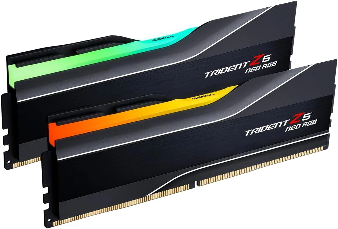 رم دسکتاپ جی.اسکیل Trident Z5 Neo RGB Series (AMD Expo & Intel XMP 3.0) DDR5 با ظرفیت 64 گیگابایت (2x32GB) سرعت 6000MT/s CL36-36-36-96 1.35V مدل U-DIMM - مشکی مات (F5-6000J3636F32GX2-TZ5NR) رم دسکتاپ جی.اسکیل Trident Z5 Neo RGB Series (AMD Expo & Intel XMP 3.0) DDR5 با ظرفیت 64 گیگابایت (2x32GB) سرعت 6000MT/s CL36-36-36-96 1.35V مدل U-DIMM - مشکی مات (F5-6000J3636F32GX2-TZ5NR)