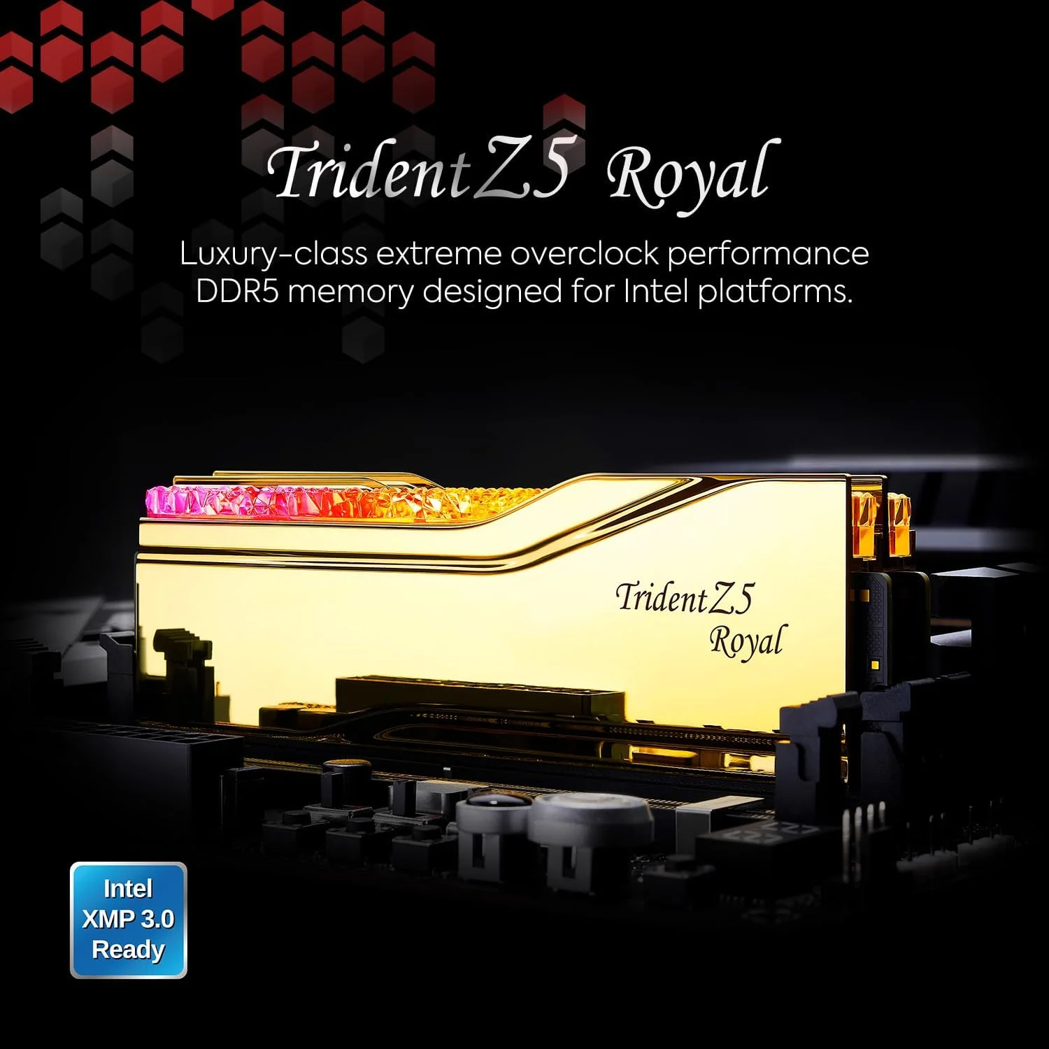 رم دسکتاپ G.SKILL Trident Z5 Royal Series DDR5 (Intel XMP 3.0) 32 گیگابایت (2x16 گیگابایت) 7200MT/s CL34-45-45-115 1.40V U-DIMM - طلایی (F5-7200J3445G16GX2-TR5G) - تصویر 2 رم دسکتاپ G.SKILL Trident Z5 Royal Series DDR5 (Intel XMP 3.0) 32 گیگابایت (2x16 گیگابایت) 7200MT/s CL34-45-45-115 1.40V U-DIMM - طلایی (F5-7200J3445G16GX2-TR5G) - تصویر 2