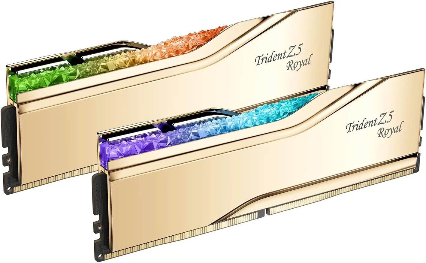 رم دسکتاپ جی.اسکیل Trident Z5 Royal Series DDR5 (Intel XMP 3.0) با ظرفیت 48 گیگابایت (2x24GB) سرعت 8000MT/s CL40-48-48-128 1.35V مدل U-DIMM - طلایی (F5-8000J4048F24GX2-TR5G)
