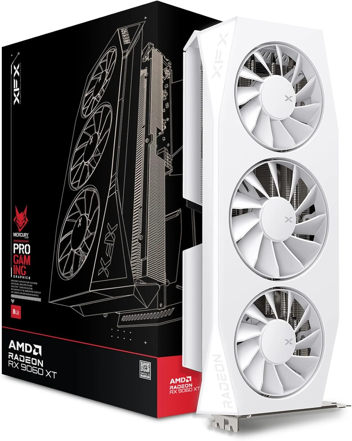 کارت گرافیک XFX Mercury AMD Radeon RX 9060 XT OC White Gaming Edition با 16 گیگابایت حافظه کارت گرافیک XFX Mercury AMD Radeon RX 9060 XT OC White Gaming Edition با 16 گیگابایت حافظه