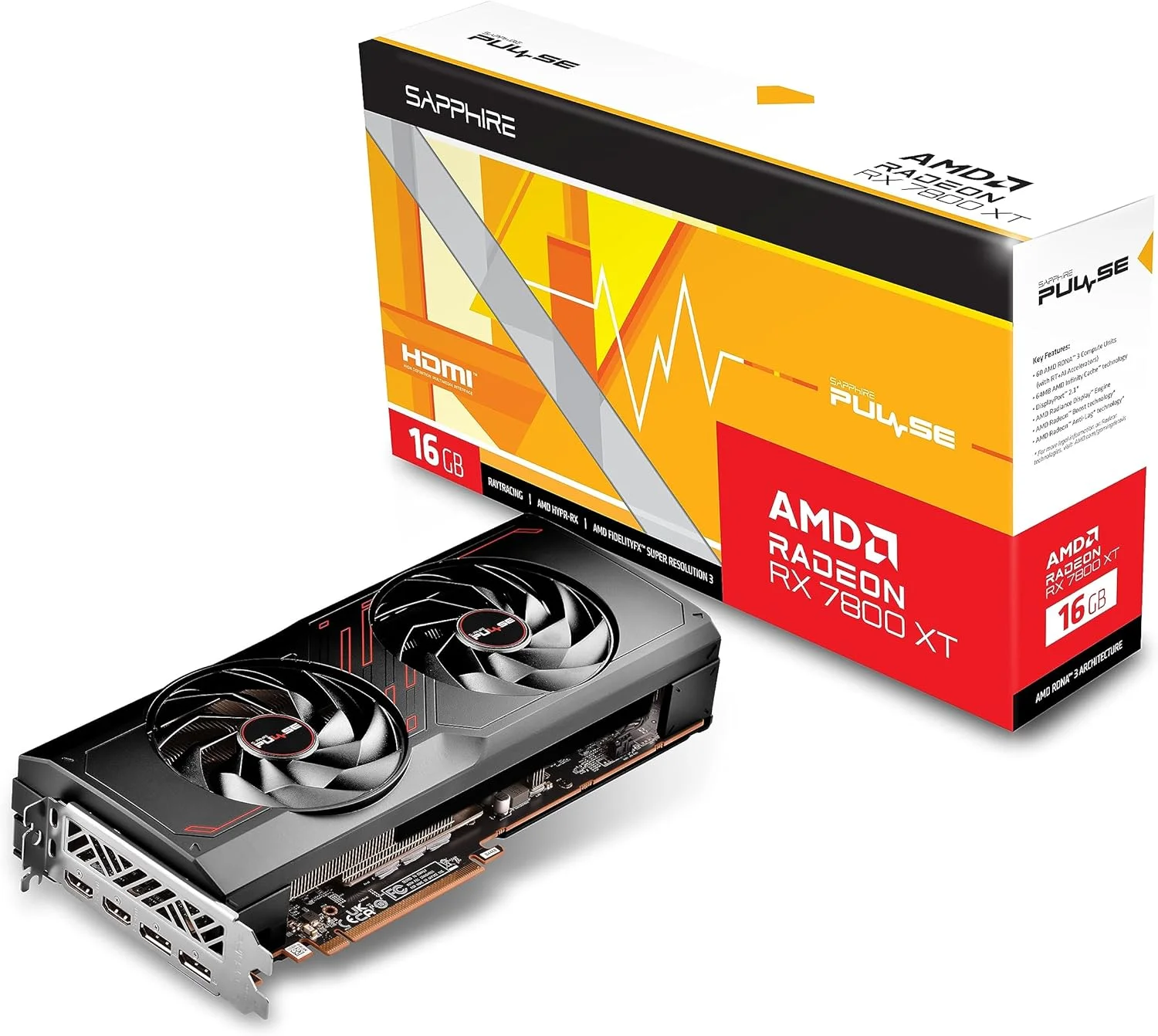 کارت گرافیک گیمینگ Sapphire 11330-02-20G Pulse AMD Radeon RX 7800 XT با 16 گیگابایت GDDR6، AMD RDNA 3 کارت گرافیک گیمینگ Sapphire 11330-02-20G Pulse AMD Radeon RX 7800 XT با 16 گیگابایت GDDR6، AMD RDNA 3