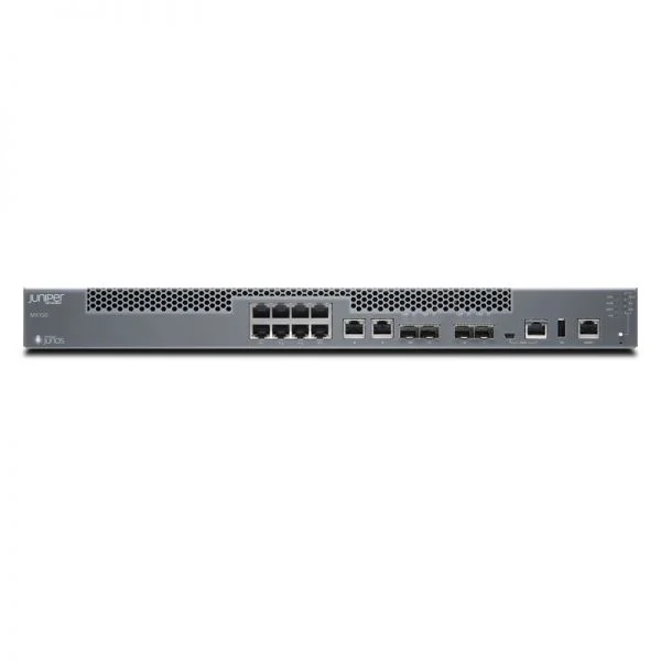 روتر سری Juniper MX مدل MX150-R، دارای 10 پورت GE/2 پورت SFP/2 پورت 10G، پردازنده 6 هسته ای، 32 گیگابایت رم