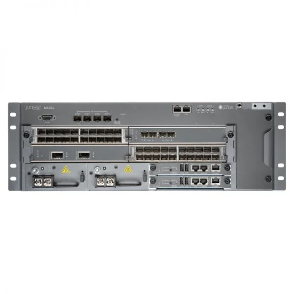 روتر جونیپر MX104-DC، 4x10GE XFP / 4 اسلات MIC / منبع تغذیه DC