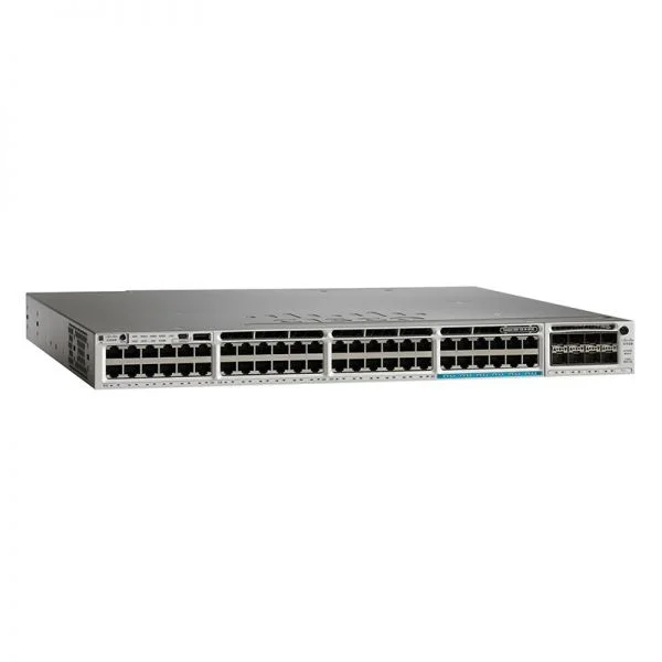 سوییچ سیسکو کاتالیست مدل WS-C3850-12X48U-L، دارای 48 پورت گیگابیتی UPOE و 12 پورت Multi-Gig با لایسنس LAN Base