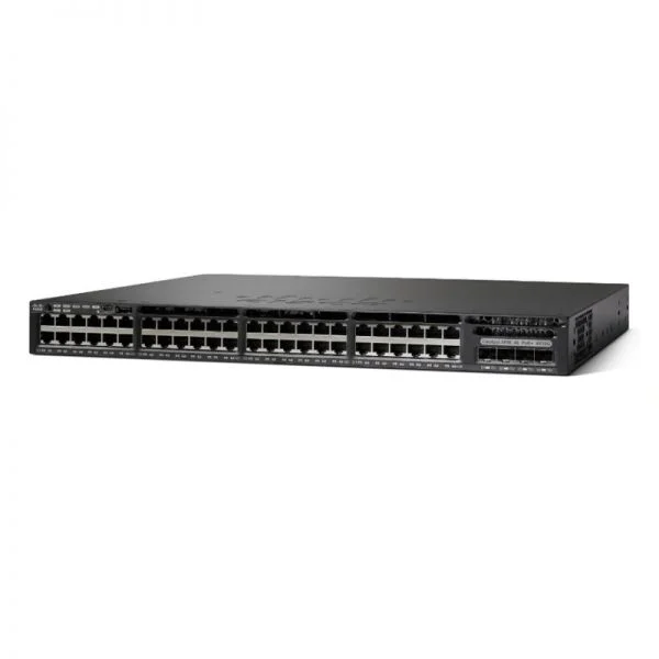 WS-C3650-48PS-L، سوئیچ سیسکو کاتالیست 3650، دارای 48 پورت PoE / 4 پورت آپلینک 1G / لایه LAN