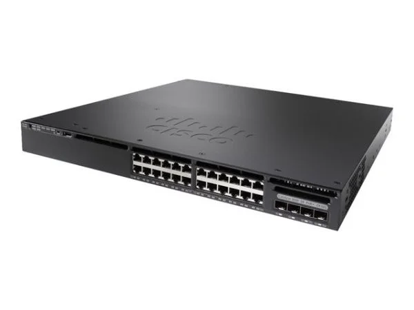 سوییچ سیسکو کاتالیست 3650 مدل WS-C3650-24PD-E، دارای 24 پورت PoE و 2 پورت آپلینک 10G و IP Services