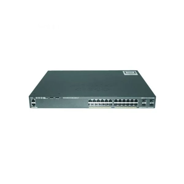 سوییچ سیسکو کاتالیست 2960-X مدل WS-C2960X-24PS-L، دارای 24 پورت PoE+ با توان 370W و 4 پورت SFP 1G و LAN Base