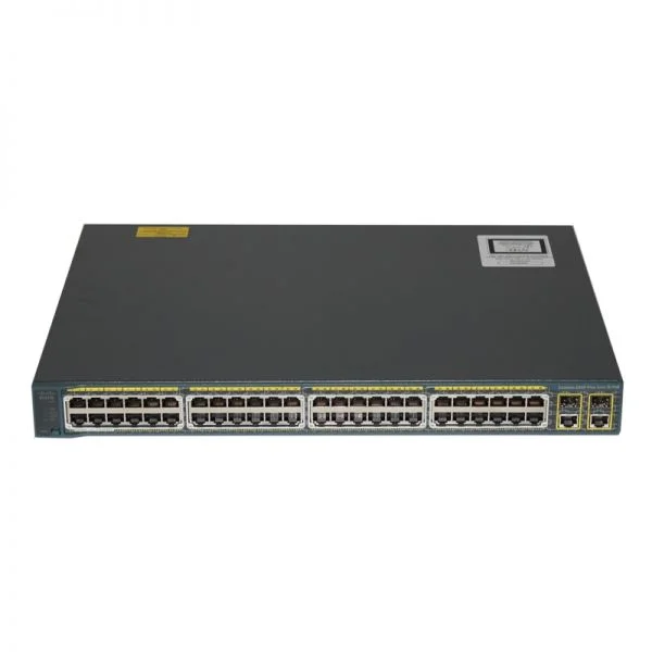 سوییچ سیسکو Catalyst 2960 Plus مدل WS-C2960+48PST-S، دارای 48 پورت 10/100 PoE، دو پورت 1000BT و دو پورت SFP
