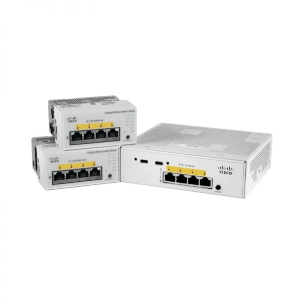 سوئیچ میکرو سیسکو کاتالیست CMICR-4PC، دارای 1 پورت آپلینک مسی / 1 پورت آپلینک SFP / مناسب برای نصب در جعبه دیواری