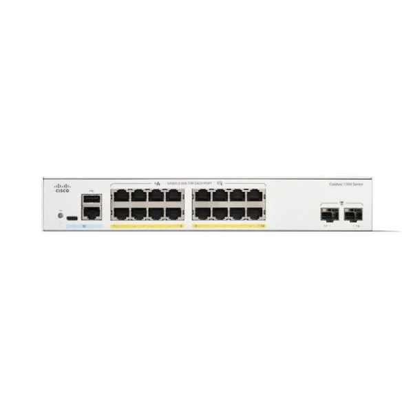 سوئیچ سیسکو C1300-16P-4X، دارای ۱۶ پورت GE PoE+/4 پورت 10G SFP+/ توان PoE ۱۲۰ وات