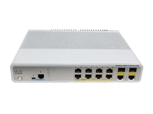 WS-C3560C-8PC-S، سوئیچ سیسکو کاتالیست 3560C، دارای 8 پورت FE PoE / 2 پورت آپلینک دوگانه / IP Base