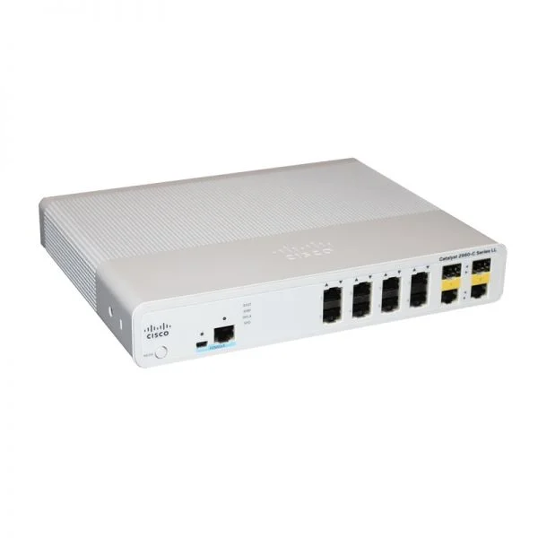 سوییچ سیسکو کاتالیست 2960C مدل WS-C2960C-8TC-S، دارای 8 پورت FE و 2 پورت آپ‌لینک دوگانه، LAN Lite