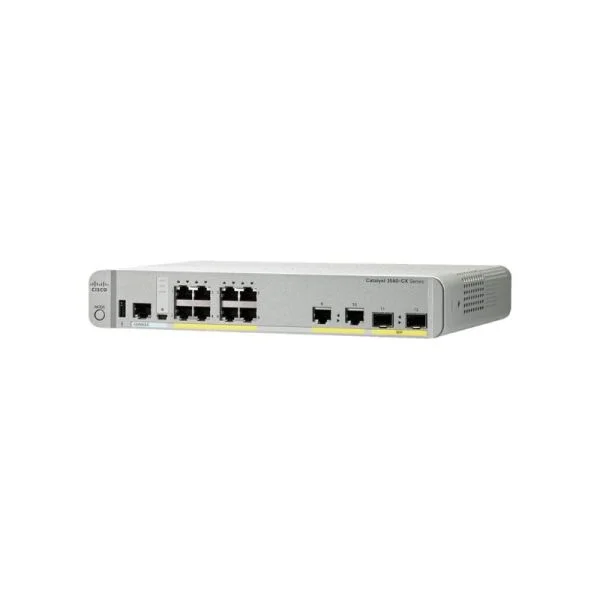 سوییچ سیسکو کاتالیست 3560-CX مدل WS-C3560CX-8PC-S، دارای 8 پورت GE PoE، 2 پورت SFP+ و 2 پورت GE Uplinks/IP Base