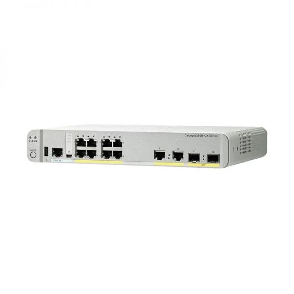 سوییچ سیسکو کاتالیست 3560-CX مدل WS-C3560CX-8TC-S، دارای 8 پورت گیگابیتی، 2 پورت SFP، لایه 3