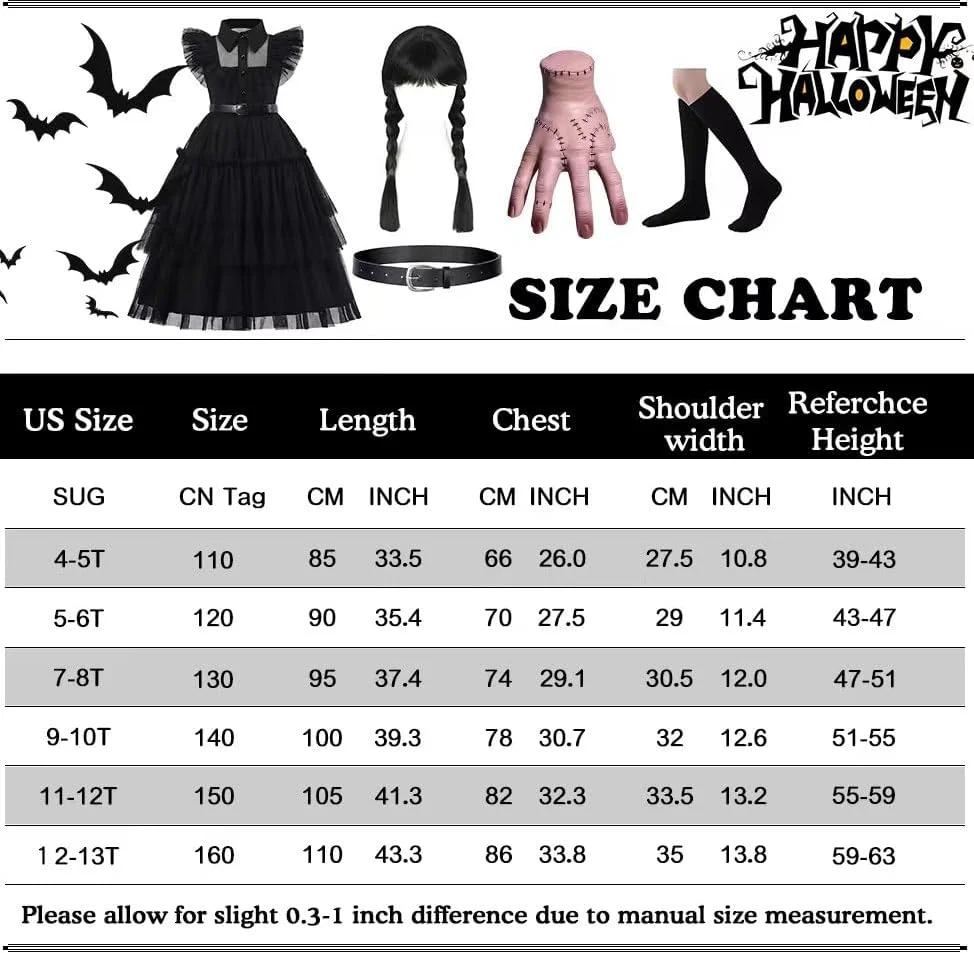 womens Black Costume Dress Wednesday Addams Costume Dress (pack of 1)