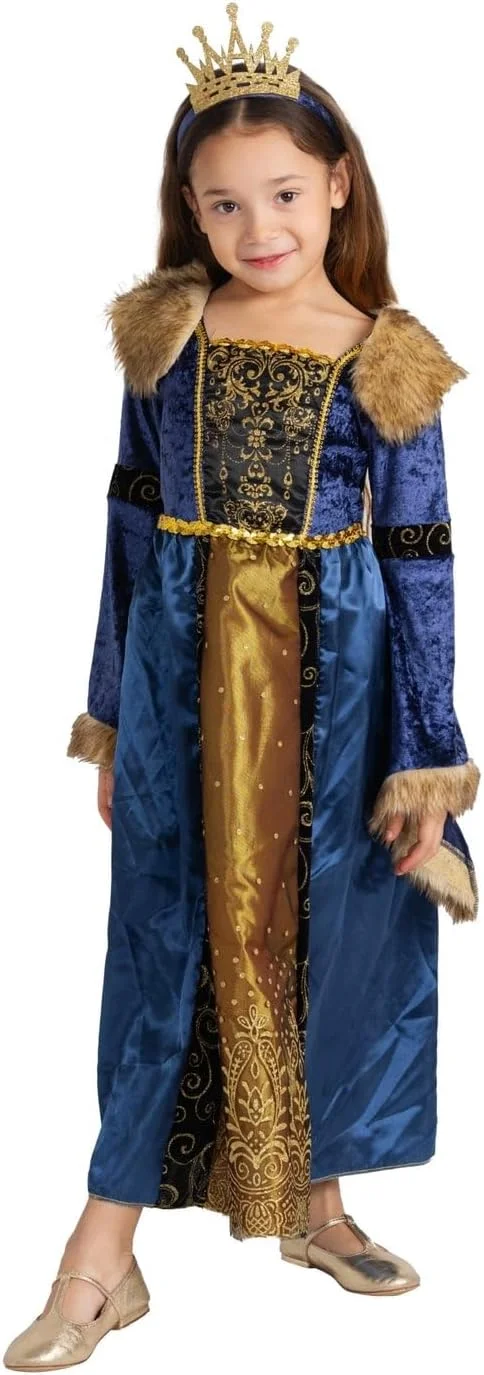 لباس رنسانس دخترانه Dress Up America - لباس ملکه قرون وسطایی - لباس زن اشرافی برای کودکان