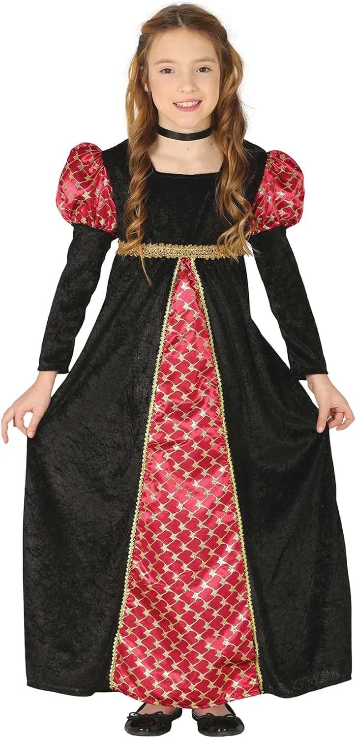 لباس بانوی اشرافی جذاب قرون وسطایی FIESTAS GUIRCA مناسب کودکان 5-6 سال - لباس بانوی قلعه نوجوان دخترانه - لباس شاهزاده خانم قرون وسطایی مناسب بازار قرون وسطی، کارناوال