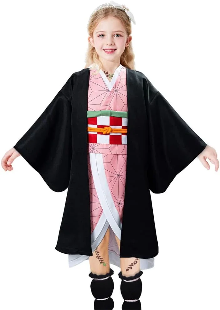 Anime Cosplay Costume Outfit Dress Suit Full Set with Hairwear and Mouthpiece for Women Kids