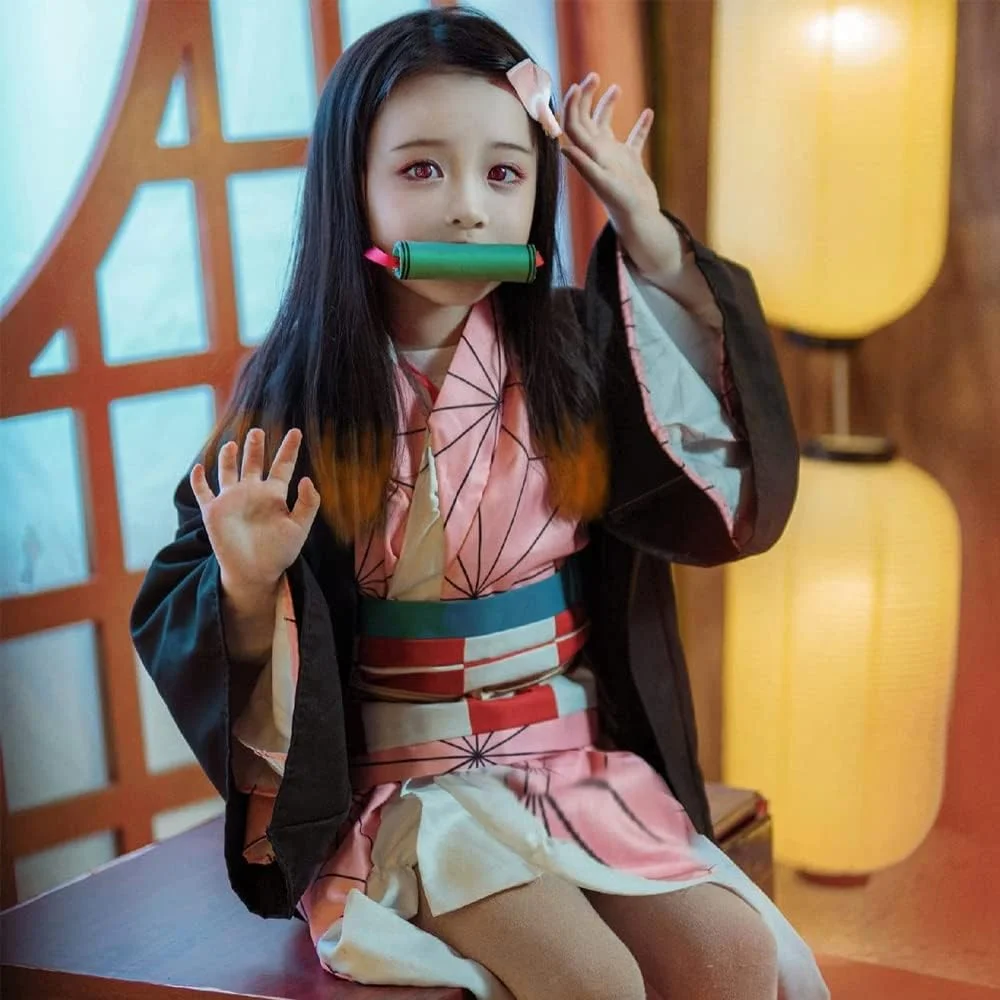 Anime Cosplay Costume Outfit Dress Suit Full Set with Hairwear and Mouthpiece for Women Kids