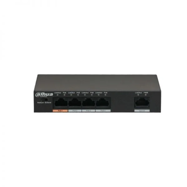 سوئیچ Dahua PFS3005-4ET-60، 4 پورت 100M PoE/مدیریت نشده/بودجه PoE 60 وات